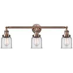 Small Bell 30&quot; Wide Clear Glass Antique Copper Bath Light