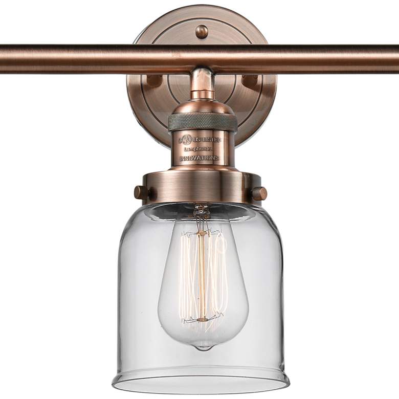 Image 3 Small Bell 30" Wide Clear Glass Antique Copper Bath Light more views