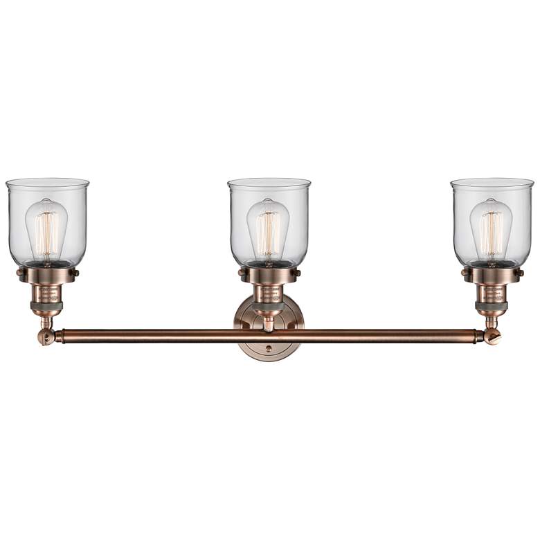 Image 4 Small Bell 30" Wide Clear Glass Antique Copper Bath Light more views