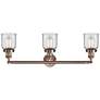 Small Bell 30" Wide Clear Glass Antique Copper Bath Light