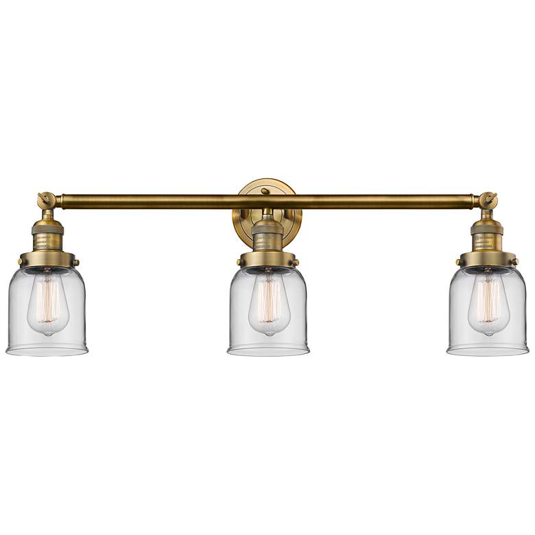 Image 2 Small Bell 30" Wide Clear Glass - Brushed Brass Bath Light
