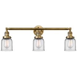 Small Bell 30&quot; Wide Clear Glass - Brushed Brass Bath Light
