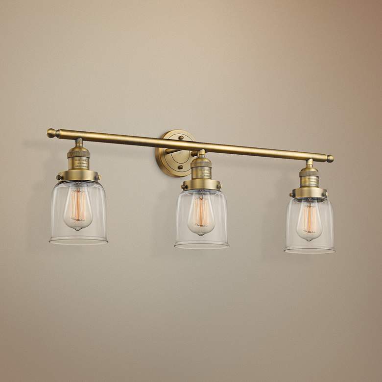 Image 1 Small Bell 30" Wide Clear Glass - Brushed Brass Bath Light