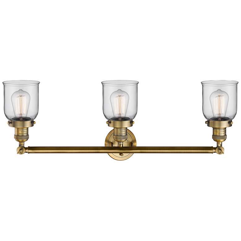 Image 4 Small Bell 30" Wide Clear Glass - Brushed Brass Bath Light more views