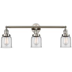 Small Bell 30&quot; Wide Clear Glass Polished Nickel Bath Light