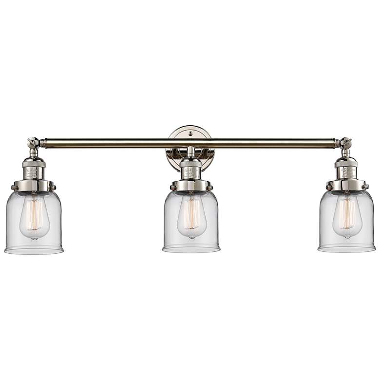 Image 1 Small Bell 30 inch Wide Clear Glass Polished Nickel Bath Light
