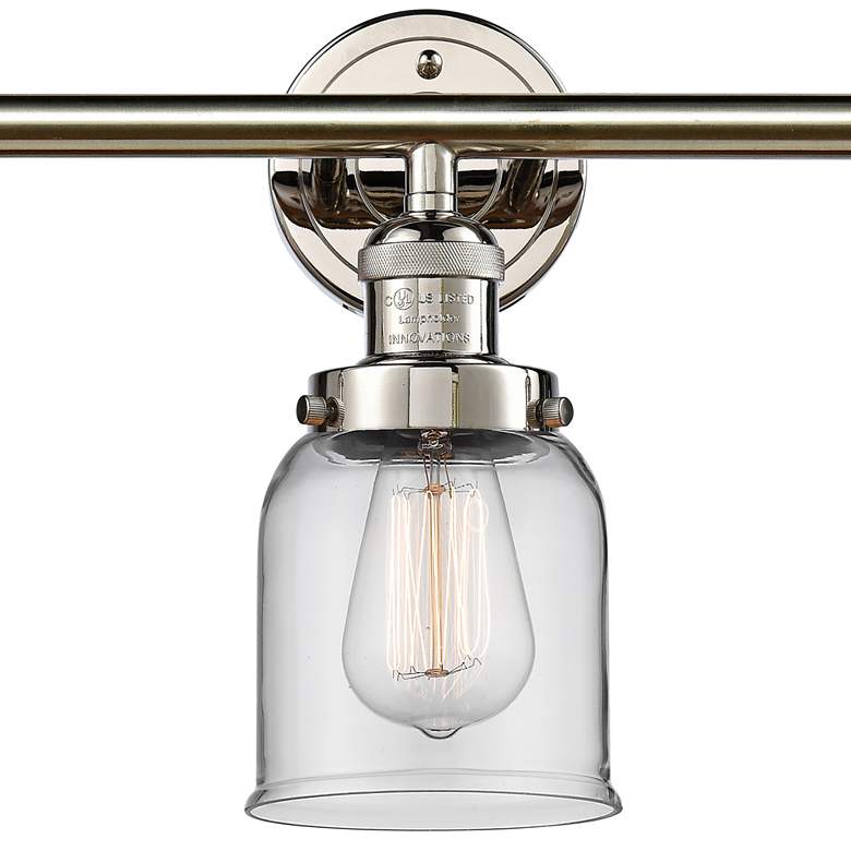 Image 2 Small Bell 30 inch Wide Clear Glass Polished Nickel Bath Light more views
