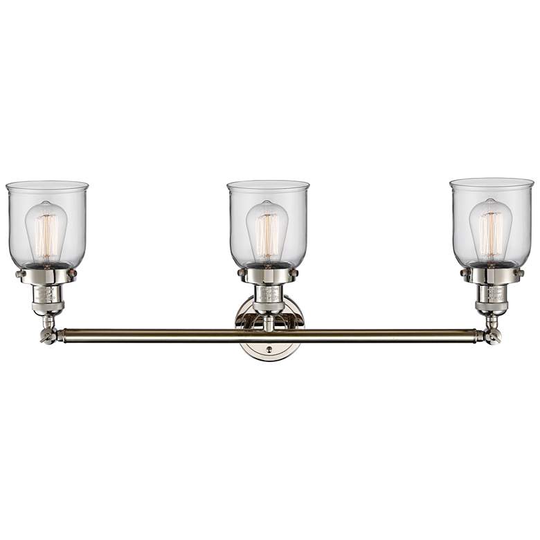 Image 3 Small Bell 30 inch Wide Clear Glass Polished Nickel Bath Light more views