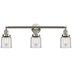 Small Bell 30&quot; Wide Clear Glass Satin Nickel Bath Light