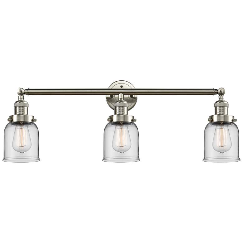 Image 1 Small Bell 30" Wide Clear Glass Satin Nickel Bath Light