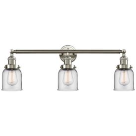 Small Bell 30" Wide Clear Glass Satin Nickel Bath Light Small Bell 30" Wide Clear Glass Satin Nickel Bath Light