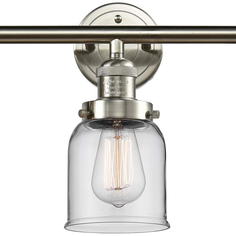 Image 2 Small Bell 30 inch Wide Clear Glass Satin Nickel Bath Light more views