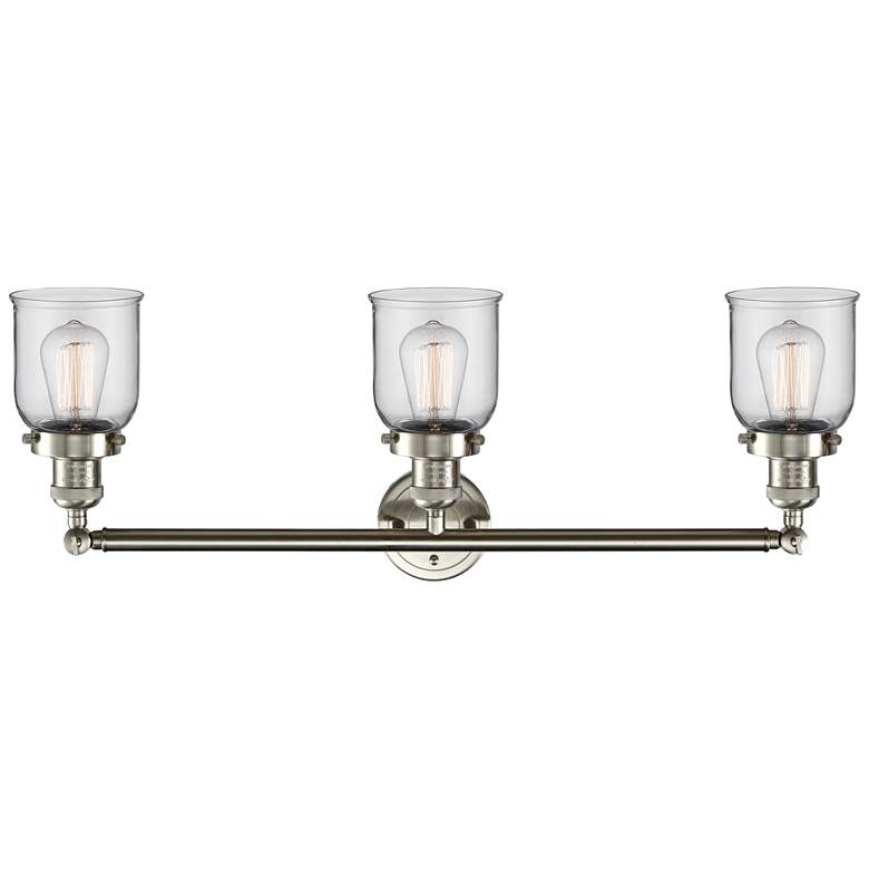 Image 3 Small Bell 30 inch Wide Clear Glass Satin Nickel Bath Light more views