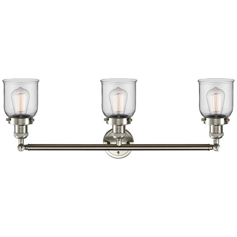 Image 3 Small Bell 30" Wide Clear Glass Satin Nickel Bath Light more views