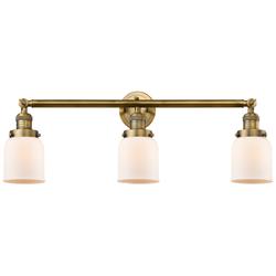 Small Bell 30&quot; Wide Matte White - Brushed Brass Bath Light
