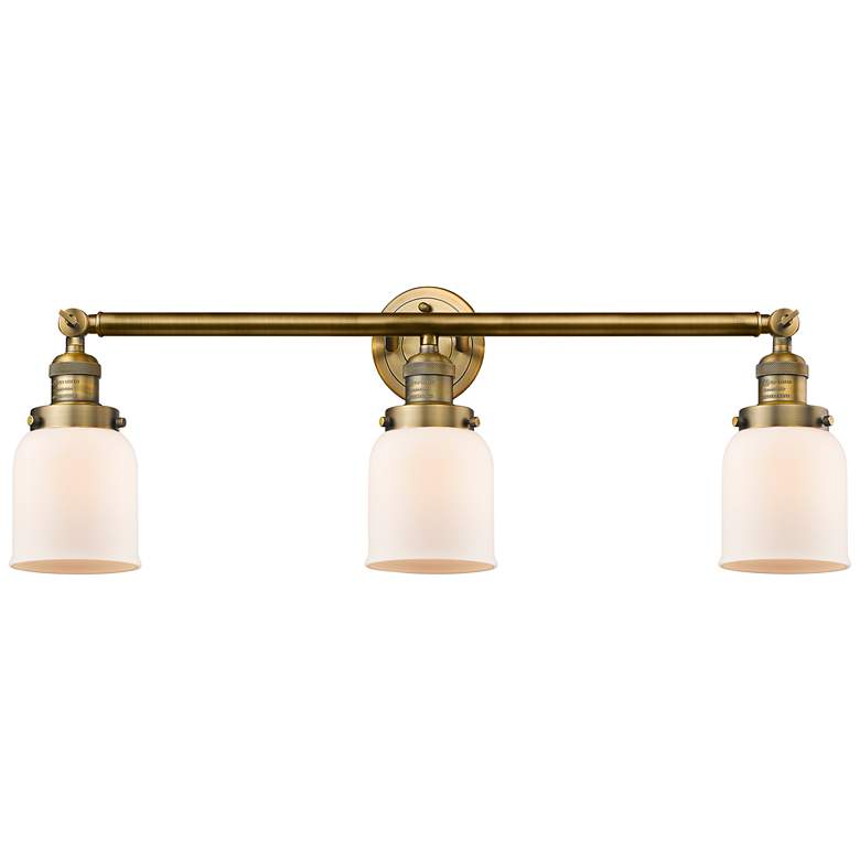 Image 1 Small Bell 30 inch Wide Matte White - Brushed Brass Bath Light