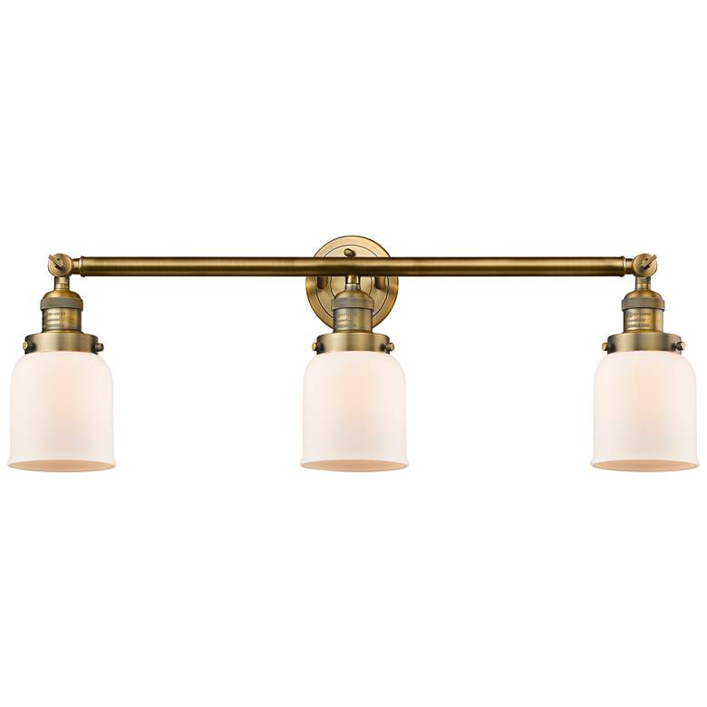 Image 1 Small Bell 30" Wide Matte White - Brushed Brass Bath Light