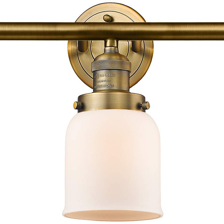 Image 2 Small Bell 30 inch Wide Matte White - Brushed Brass Bath Light more views