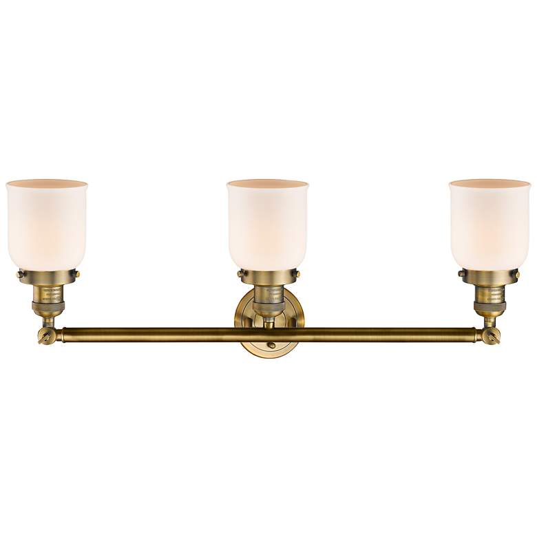Image 3 Small Bell 30 inch Wide Matte White - Brushed Brass Bath Light more views