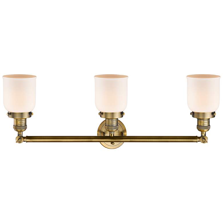 Image 3 Small Bell 30" Wide Matte White - Brushed Brass Bath Light more views