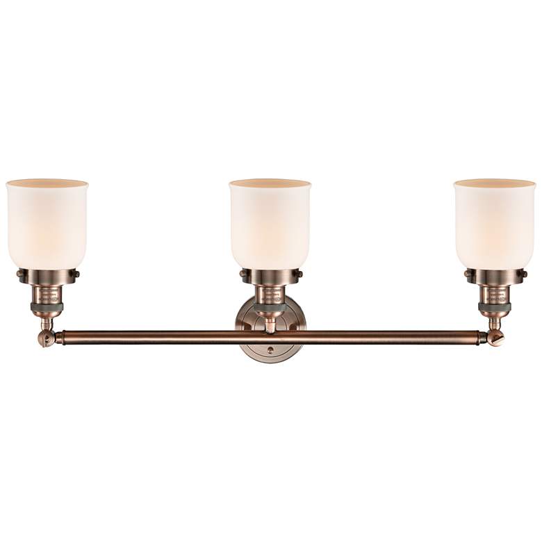 Image 3 Small Bell 30 inch Wide Matte White - Copper Finish Bath Light more views