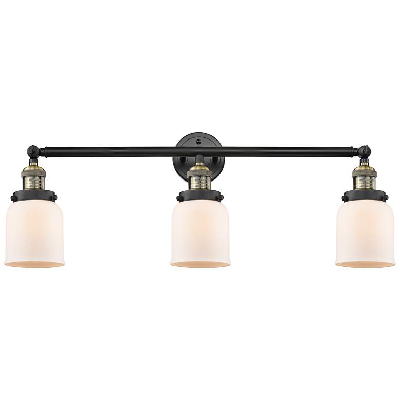 Image 1 Small Bell 30" Wide White Glass Black Brass Bath Light
