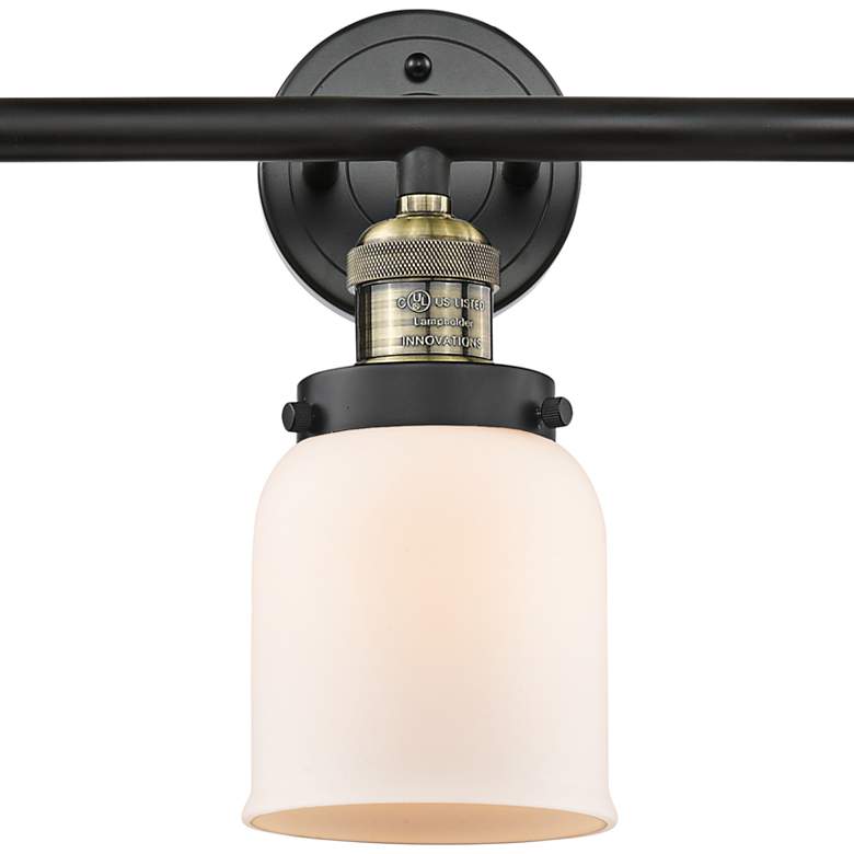 Image 2 Small Bell 30" Wide White Glass Black Brass Bath Light more views