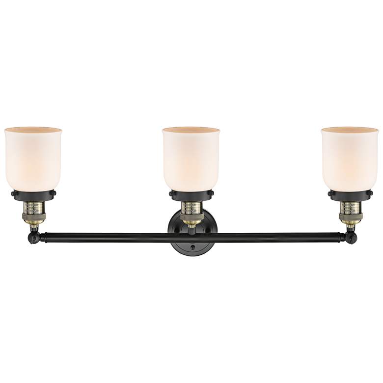 Image 3 Small Bell 30" Wide White Glass Black Brass Bath Light more views