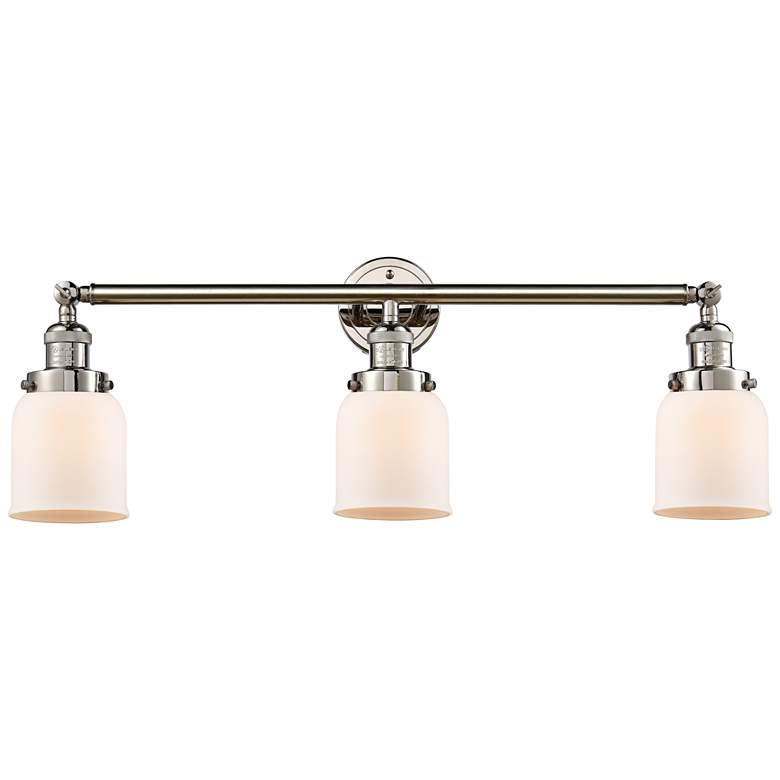Image 1 Small Bell 30 inch Wide White Glass Polished Nickel Bath Light