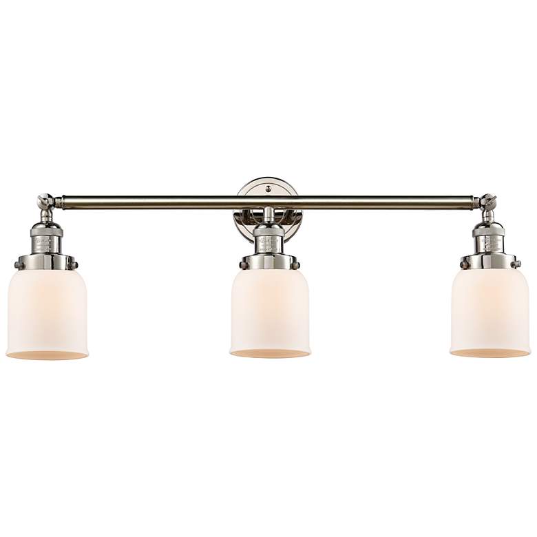 Image 1 Small Bell 30" Wide White Glass Polished Nickel Bath Light