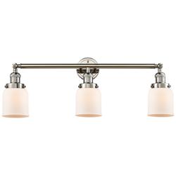 Small Bell 30&quot; Wide White Glass Polished Nickel Bath Light