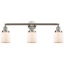 Small Bell 30&quot; Wide White Glass Satin Nickel Bath Light