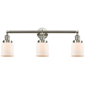 Small Bell 30" Wide White Glass Satin Nickel Bath Light Small Bell 30" Wide White Glass Satin Nickel Bath Light