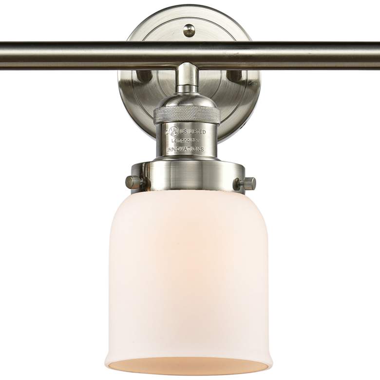 Image 2 Small Bell 30 inch Wide White Glass Satin Nickel Bath Light more views