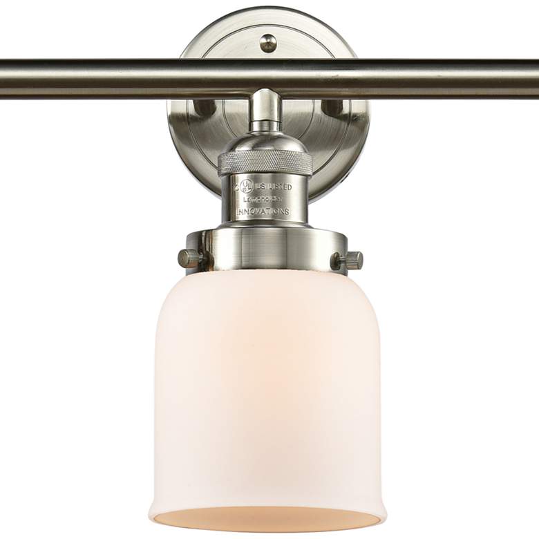 Image 2 Small Bell 30" Wide White Glass Satin Nickel Bath Light more views