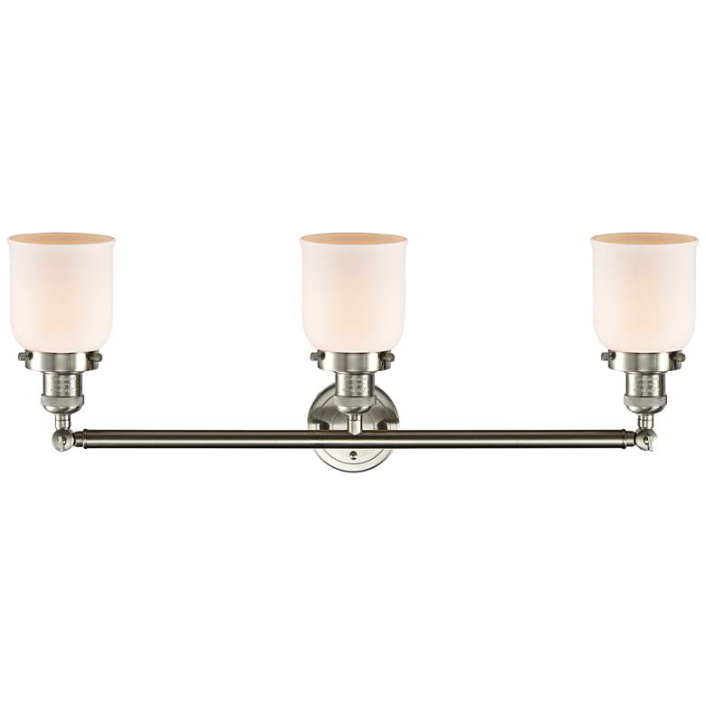 Image 3 Small Bell 30" Wide White Glass Satin Nickel Bath Light more views