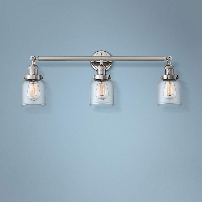 Image 1 Small Bell 30 inchW Polished Nickel 3-Lt Adjustable Bath Light