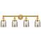 Small Bell 33.5" Wide 4 Light Satin Gold Bath Vanity Light w/ Mercury