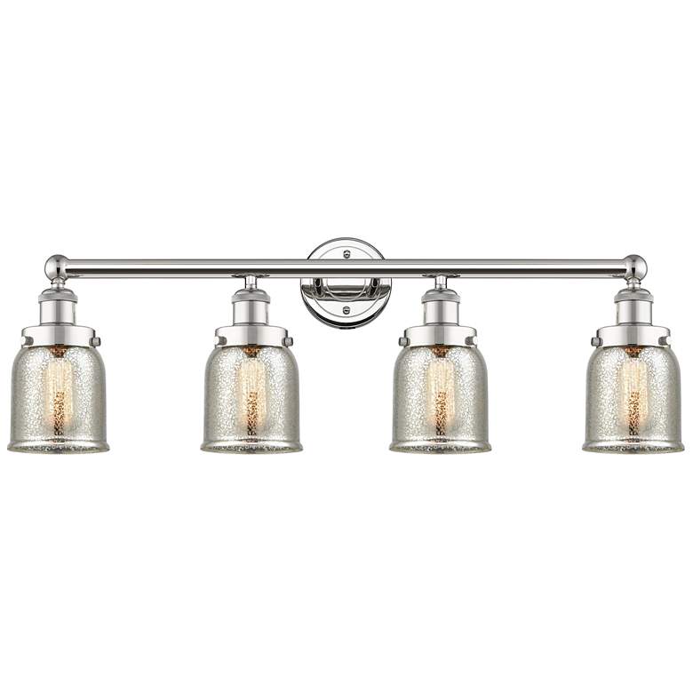 Image 1 Small Bell 33.5"W 4 Light Polished Nickel Bath Light w/ Mercury Shade