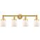 Small Bell 33.5"W 4 Light Satin Gold Bath Vanity Light w/ Matte White