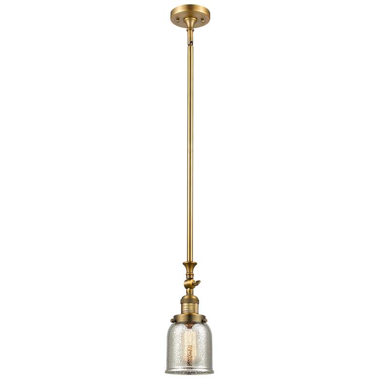 Image 1 Small Bell 5" Brushed Brass Tiltable Mini Pendant w/ Mercury Shade