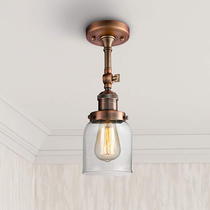 Small Bell 5 Wide Antique Copper Adjustable Ceiling Light - #40X83