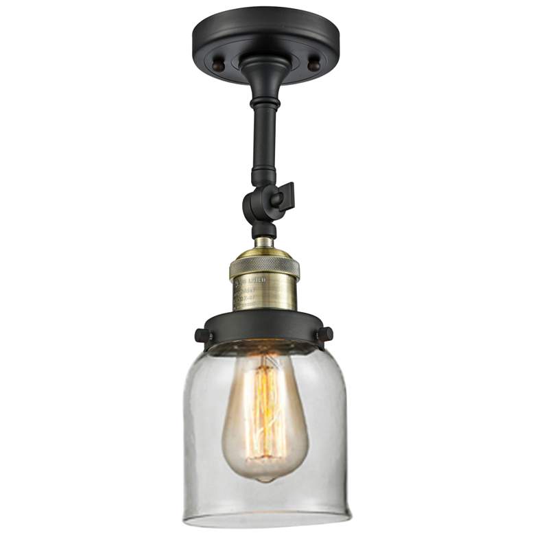 Image 2 Small Bell 5" Wide Black and Brass Adjustable Ceiling Light