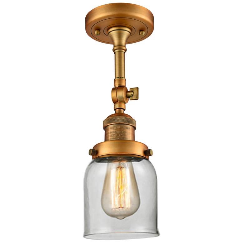 Image 2 Small Bell 5 inch Wide Brushed Brass Adjustable Ceiling Light