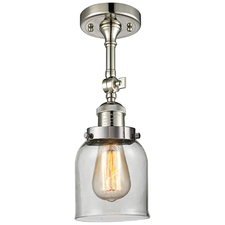 Image 1 Small Bell 5" Wide Polished Nickel Adjustable Ceiling Light