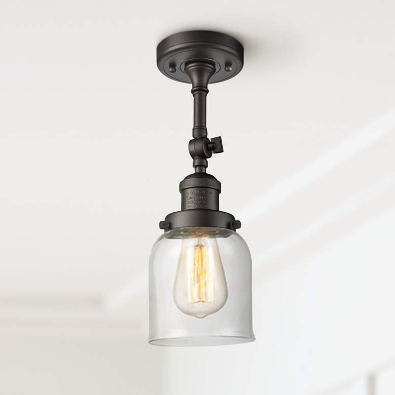 Image 1 Small Bell 5"W Oil-Rubbed Bronze Adjustable Ceiling Light