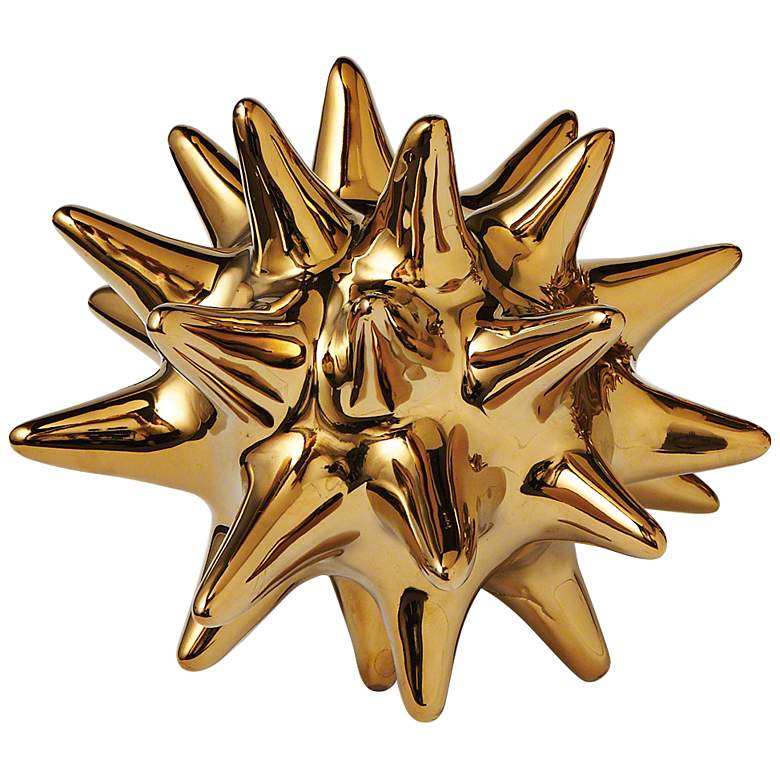 Image 1 Small Bright Gold 4" High Ceramic Urchin Sculpture