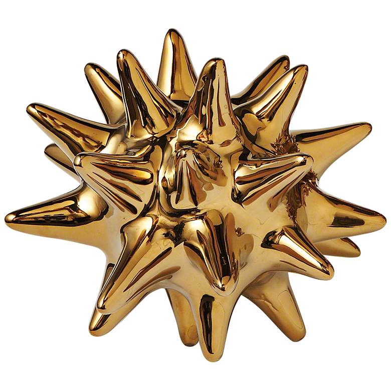 Image 1 Small Bright Gold 4 inch High Ceramic Urchin Sculpture