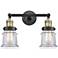 Small Canton 17" 2-Light Black Antique Brass Bath Light w/ Clear Shade