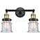 Small Canton 17" 2-Light Black Antique Brass Bath Light w/ Seedy Shade